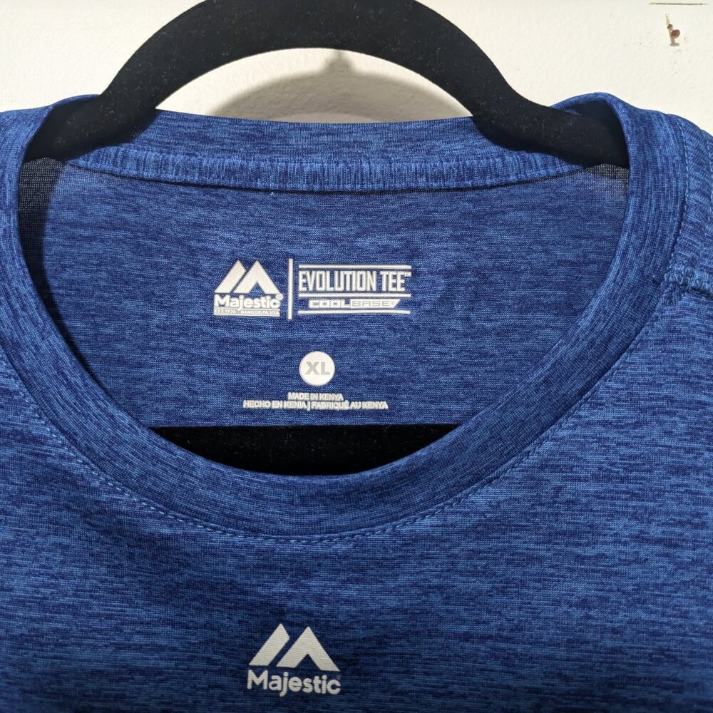 Majestic Los Angeles DODGERS Blue EVOLUTION Cool Base Short Sleeve Tee - Picture 2 of 4